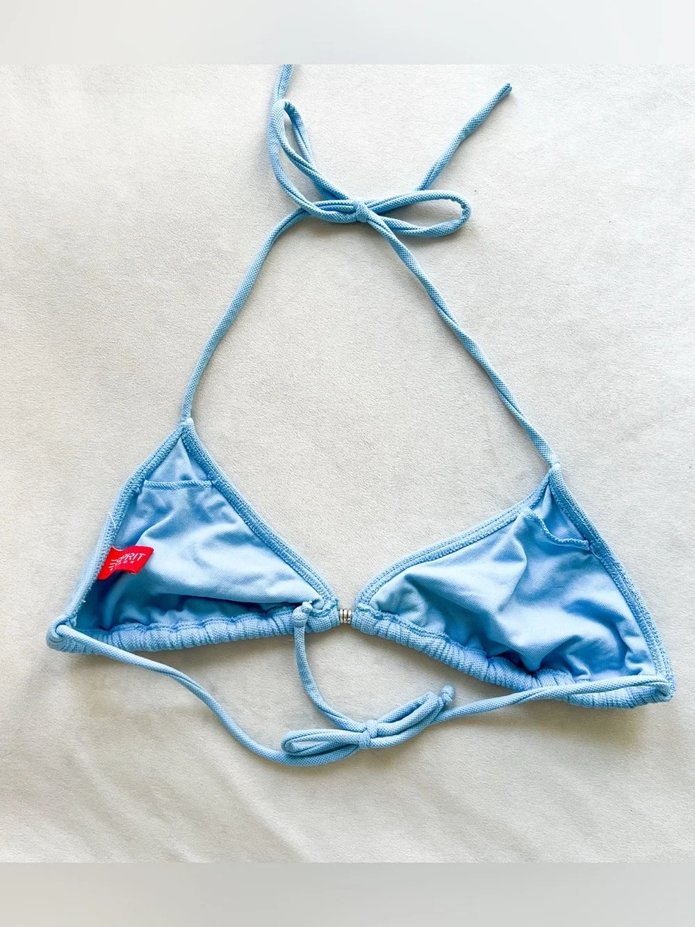Vintage Esprit Pastel Blue Triangle Bikini Top with Silver Charms